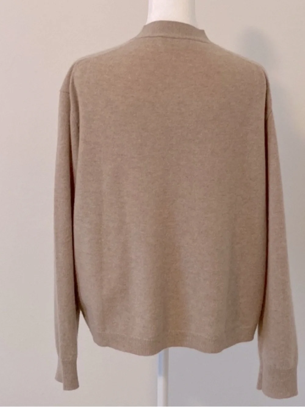 J.Crew Cashmere Patch-Pocket Cardigan Sweater M Neutral Tan Heather Stone